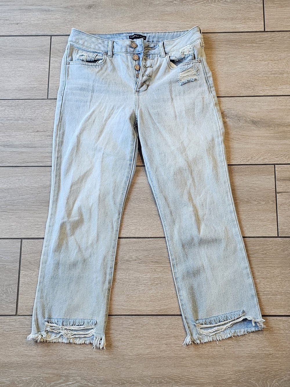 Sincerely Jules Light Blue Distressed Cropped Jeans